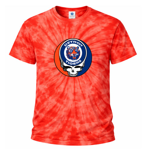Detroit Tigers Stealie Tie-Dye Grateful Dead T-Shirt