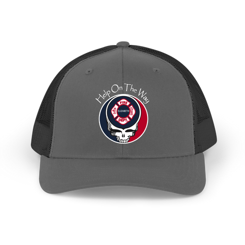 Elizabeth Fire Department White W White Border Stealie Grateful Dead Trucker Cap