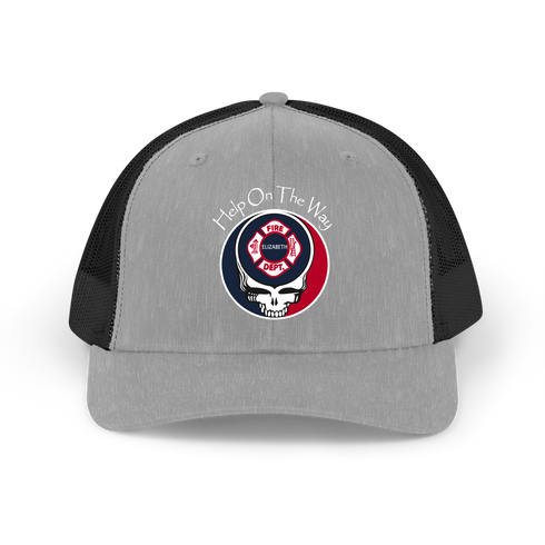 Elizabeth Fire Department White W White Border Stealie Grateful Dead Trucker Cap