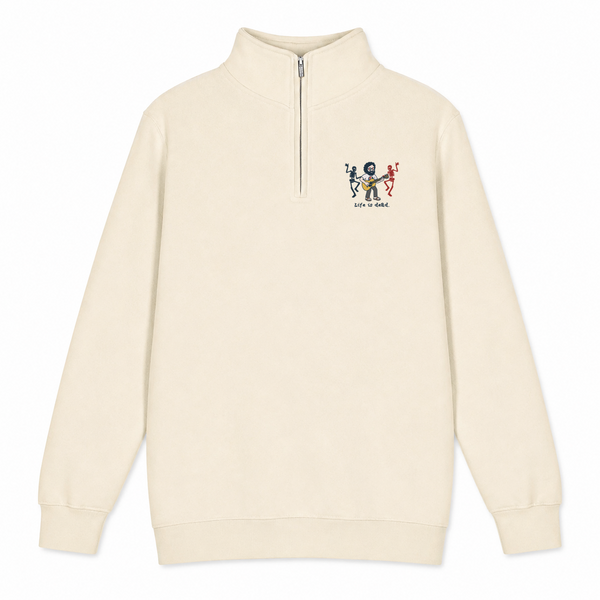 Jerry and His Friends - Life is dead.® - Premium Grateful Dead Quarter-Zip Pullover - Sand - 1