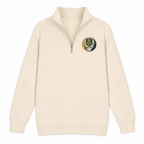 Green Bay Football - Premium Grateful Dead Quarter-Zip Pullover - Sand - 2