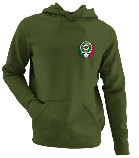 Minnesota Wild - Premium Grateful Dead Left Chest Hoodie - Military Green