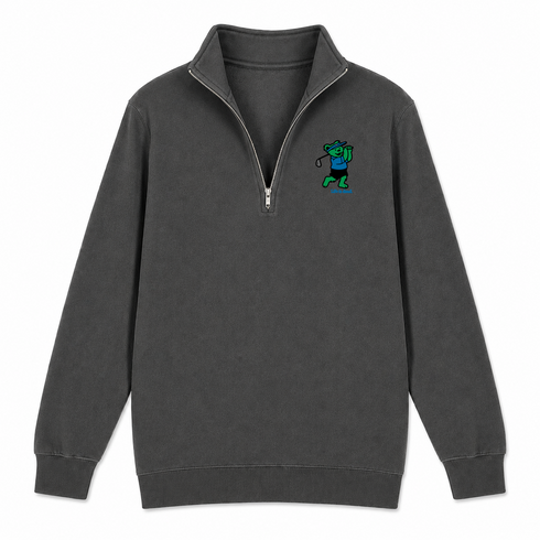 Golfing Bear - Life is dead.® - Premium Grateful Dead Quarter-Zip Pullover - Charcoal - 6