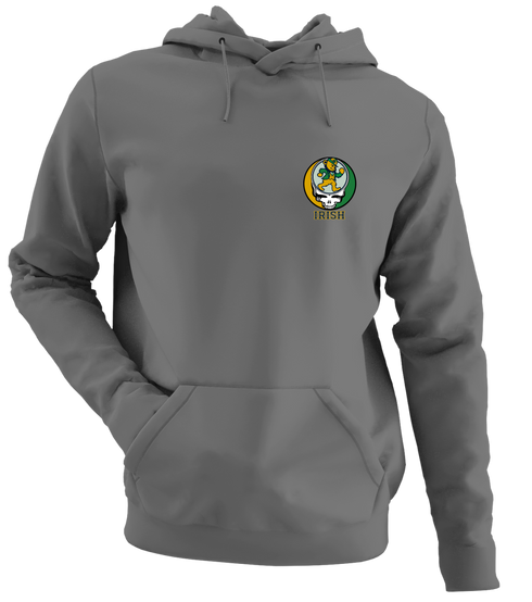 Notre Dame University Dancing Leprechaun - Premium Grateful Dead Left Chest Hoodie - Charcoal
