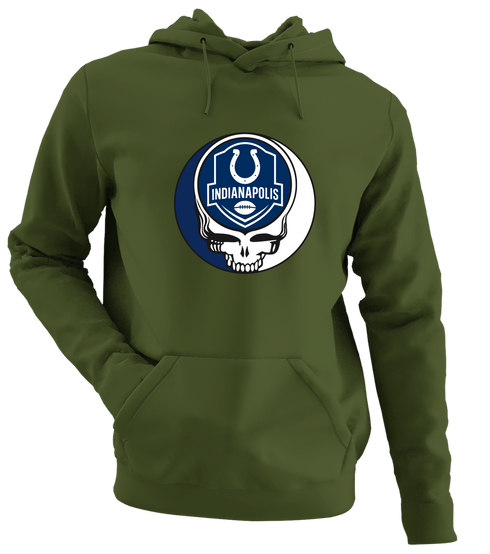 Indianapolis Football - Premium Grateful Dead Hoodie - Military Green - 7