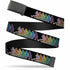 Grateful Dead - Black Buckle Web Belt - Dancing Skeletons Black/Multi Color Webbing - StealieShop