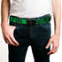 Grateful Dead - Black Buckle Web Belt - Grateful Dead Text w/Skull & Roses Green Webbing - StealieShop
