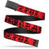 Grateful Dead - Black Buckle Web Belt - Grateful Dead Text w/Skull & Roses Red Webbing - StealieShop