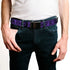 Grateful Dead - Black Buckle Web Belt - Grateful Dead Text w/Skull & Roses Purple Webbing - StealieShop