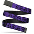 Grateful Dead - Black Buckle Web Belt - Grateful Dead Text w/Skull & Roses Purple Webbing - StealieShop