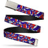 Grateful Dead - Chrome Buckle Web Belt - Steal Your Face Stacked Red/White/Blue Webbing - StealieShop