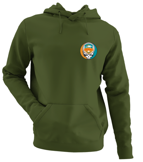 Miami Football - Premium Grateful Dead Left Chest Hoodie - Military Green - 7
