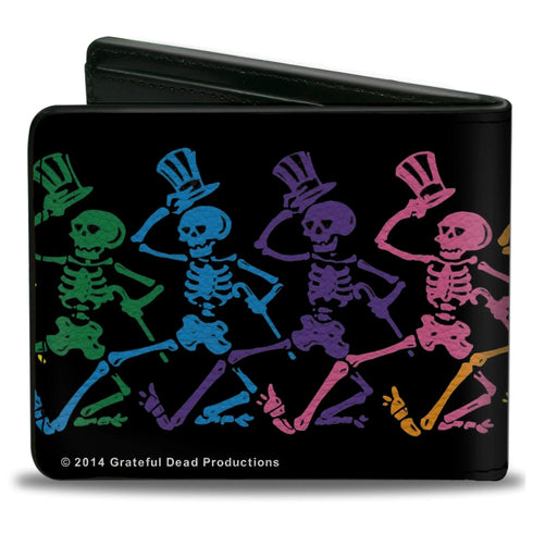 Grateful Dead - Bi-Fold Wallet - Dancing Skeletons Black Multi Color - StealieShop