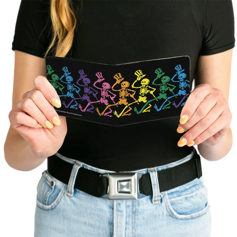 Grateful Dead - Bi-Fold Wallet - Dancing Skeletons Black Multi Color - StealieShop