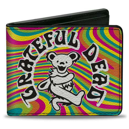 Grateful Dead - Bi-Fold Wallet - GRATEFUL DEAD Dancing Bear Icon Swirl Multi Color/White/Black - StealieShop