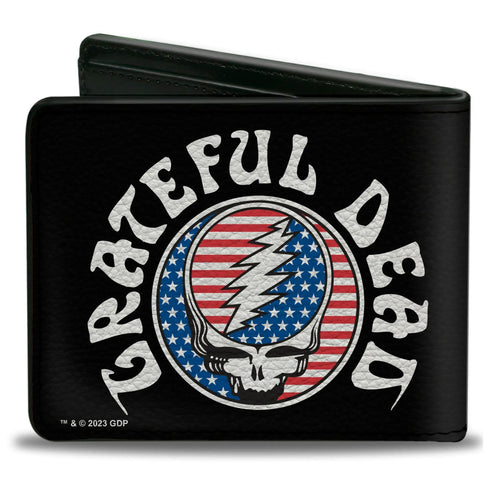Grateful Dead - Bi-Fold Wallet - GRATEFUL DEAD Steal Your Face Stars and Stripes Logo Black/White/Red/Blue - StealieShop