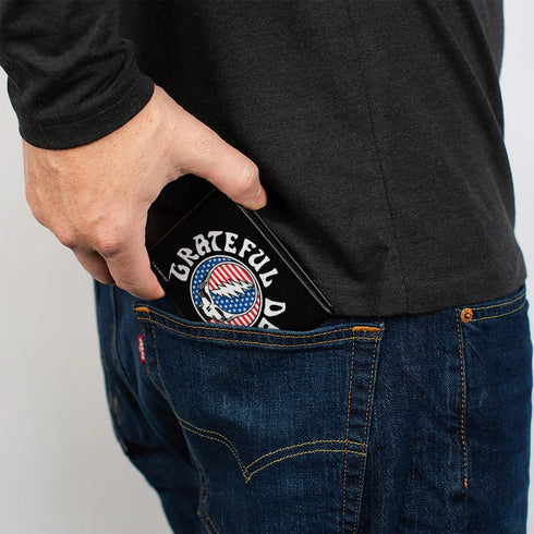 Grateful Dead - Bi-Fold Wallet - GRATEFUL DEAD Steal Your Face Stars and Stripes Logo Black/White/Red/Blue - StealieShop