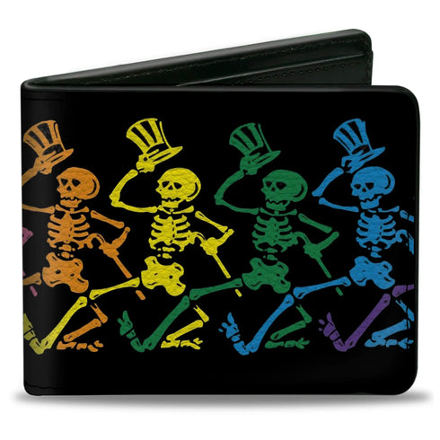 Grateful Dead - Bi-Fold Wallet - Dancing Skeletons Black Multi Color - StealieShop