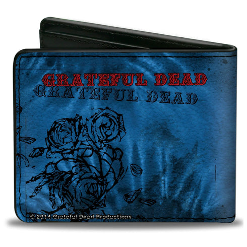 Grateful Dead - Bi-Fold Wallet - Skull & Roses + GRATEFUL DEAD Roses Blues Black Red - StealieShop