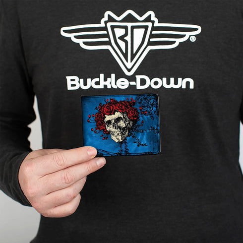 Grateful Dead - Bi-Fold Wallet - Skull & Roses + GRATEFUL DEAD Roses Blues Black Red - StealieShop