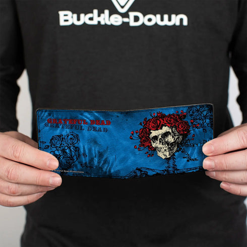 Grateful Dead - Bi-Fold Wallet - Skull & Roses + GRATEFUL DEAD Roses Blues Black Red - StealieShop