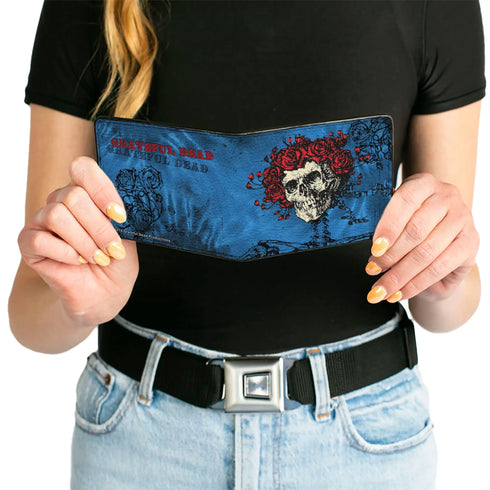 Grateful Dead - Bi-Fold Wallet - Skull & Roses + GRATEFUL DEAD Roses Blues Black Red - StealieShop