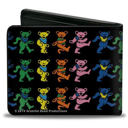 Grateful Dead - Bi-Fold Wallet - Dancing Bears Black Multi Color - StealieShop