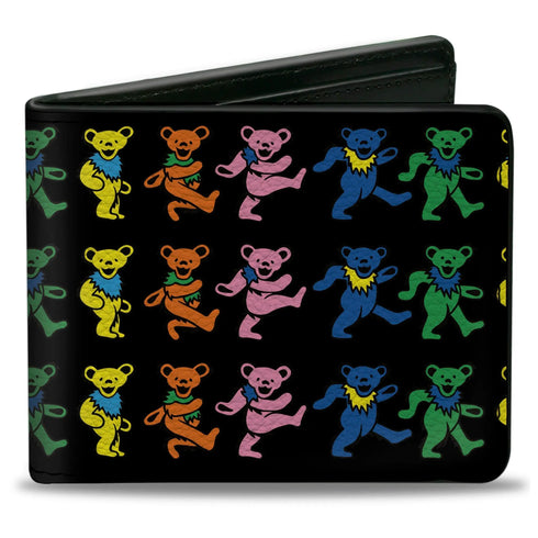 Grateful Dead - Bi-Fold Wallet - Dancing Bears Black Multi Color - StealieShop