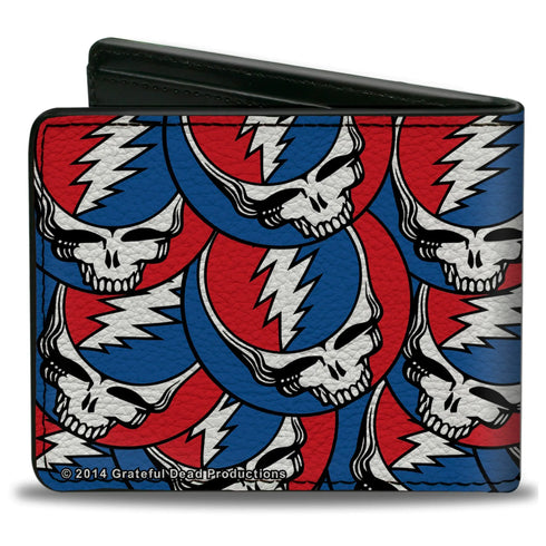 Grateful Dead - Bi-Fold Wallet - Steal Your Face Stacked Red White Blue - StealieShop