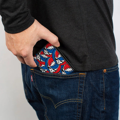 Grateful Dead - Bi-Fold Wallet - Steal Your Face Stacked Red White Blue - StealieShop