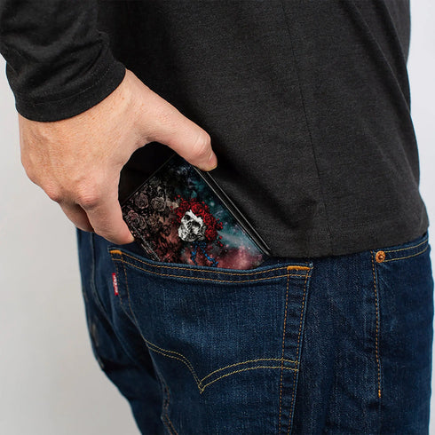 Grateful Dead - Bi-Fold Wallet - Space Your Face + Skull & Roses Galaxy - StealieShop