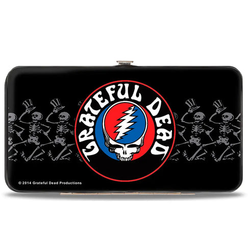 Grateful Dead - Hinged Wallet - GRATEFUL DEAD Steal Your Face Logo Dancing Skeletons Black Gray Red White Blue - StealieShop