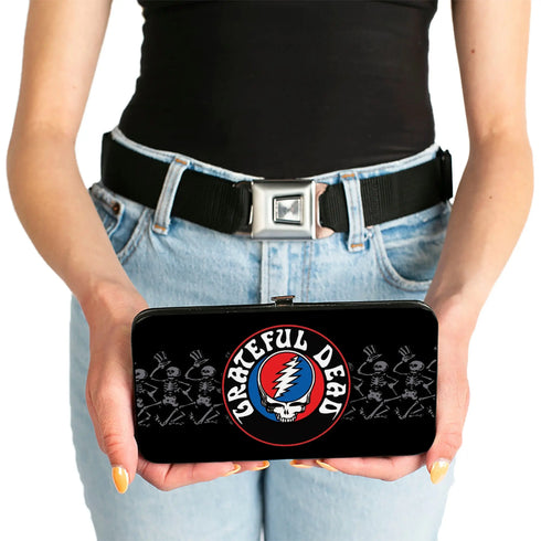 Grateful Dead - Hinged Wallet - GRATEFUL DEAD Steal Your Face Logo Dancing Skeletons Black Gray Red White Blue - StealieShop