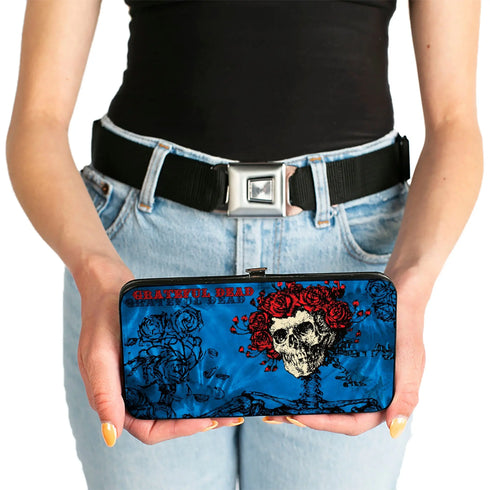Grateful Dead - Hinged Wallet - GRATEFUL DEAD Skull & Roses Blues Black Red - StealieShop