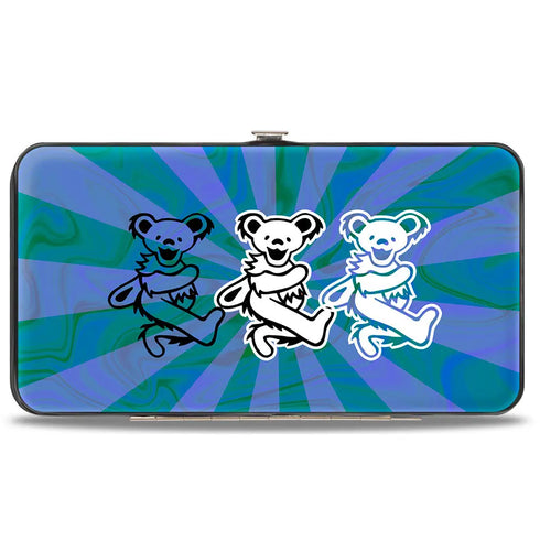 Grateful Dead - Hinged Wallet - Dancing Bear Trio Rays Swirl Blues Purples Black White - StealieShop