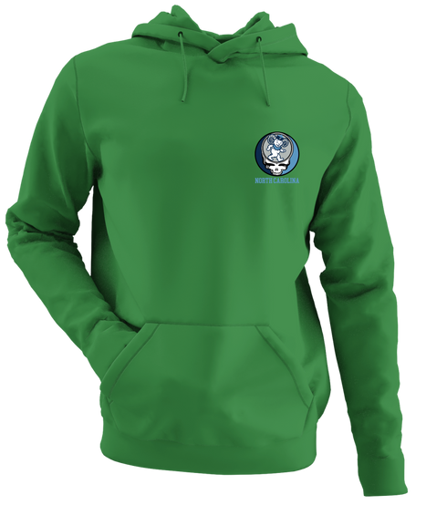 UNC Dancing Ram Stealie - Premium Grateful Dead Left Chest Hoodie - Irish Green - 6