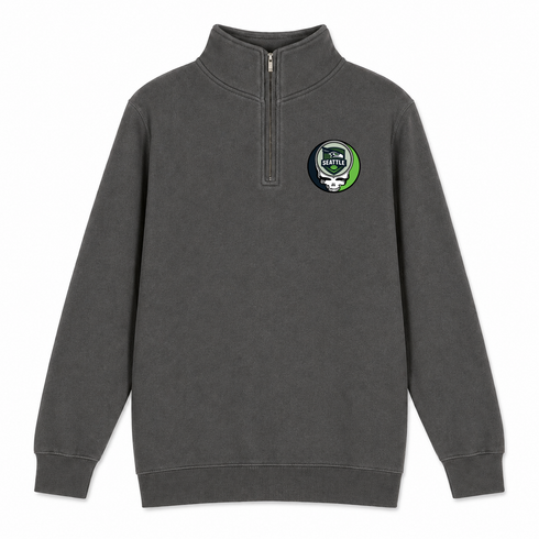 Seattle Football - Premium Grateful Dead Quarter-Zip Pullover - Charcoal - 5