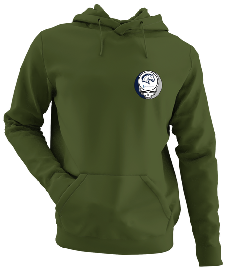 Hillsdale College - Premium Grateful Dead Left Chest Hoodie - Military Green