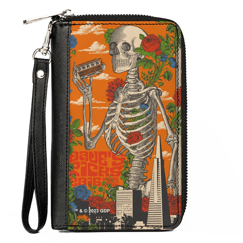Grateful Dead - PU Zip Around Wallet Rectangle - Grateful Dead Dave's Picks Skull and Roses Cover Orange - StealieShop