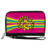 Grateful Dead - PU Zip Around Wallet Rectangle - GRATEFUL DEAD Dancing Bear Icon Stripe Pink/Multi Color/Black - StealieShop
