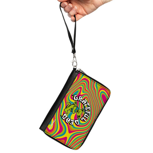 Grateful Dead - PU Zip Around Wallet Rectangle - GRATEFUL DEAD Dancing Bear Icon Swirl Multi Color/White/Black - StealieShop