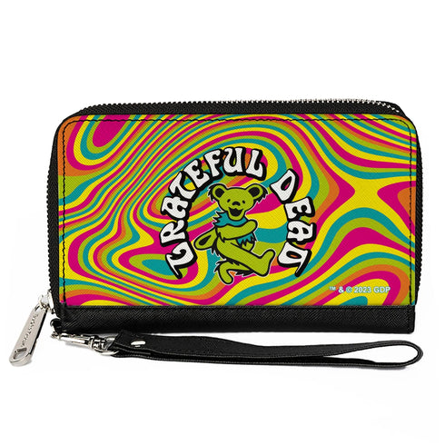 Grateful Dead - PU Zip Around Wallet Rectangle - GRATEFUL DEAD Dancing Bear Icon Swirl Multi Color/White/Black - StealieShop