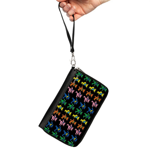 Grateful Dead - PU Zip Around Wallet Rectangle - Grateful Dead Dancing Bears Black/Multi Color - StealieShop