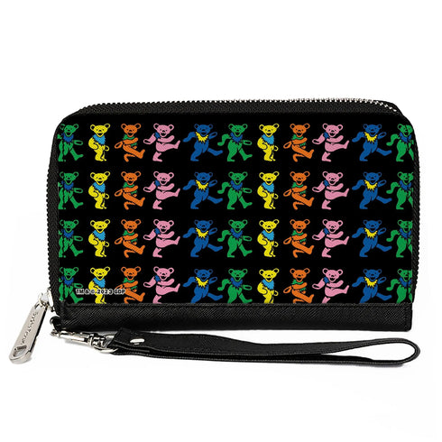 Grateful Dead - PU Zip Around Wallet Rectangle - Grateful Dead Dancing Bears Black/Multi Color - StealieShop