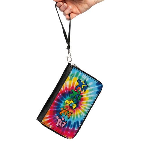 Grateful Dead - PU Zip Around Wallet Rectangle - Grateful Dead Dancing Bears Swirl Tie Dye Multi Color - StealieShop