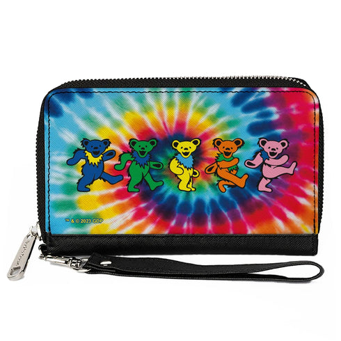 Grateful Dead - PU Zip Around Wallet Rectangle - Grateful Dead Dancing Bears Swirl Tie Dye Multi Color - StealieShop