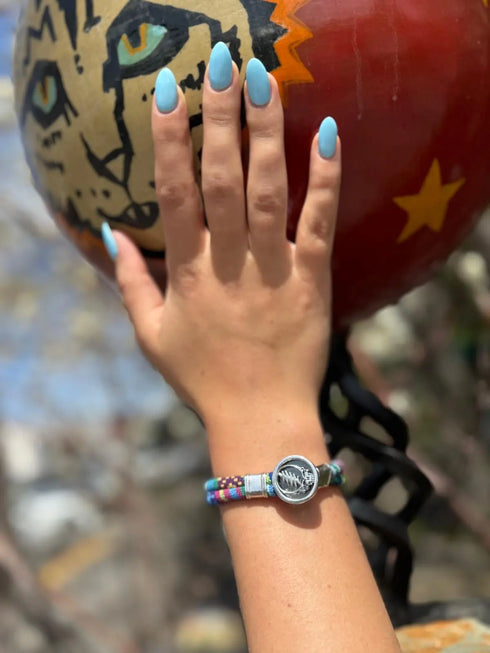 Grateful Dead - Steal Your Face Sterling Silver Cloth Rope Bracelet - StealieShop