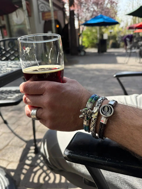 Grateful Dead - Dancing Bear Sterling Silver Cloth Rope Bracelet - StealieShop