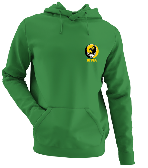 University of Iowa - Premium Grateful Dead Left Chest Hoodie - Irish Green