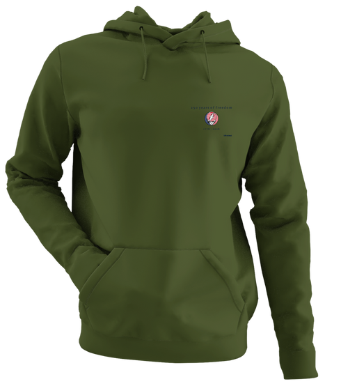 250 years of Freedom Stealie - Life is dead. - Premium Grateful Dead Left Chest Hoodie - Military Green - 7